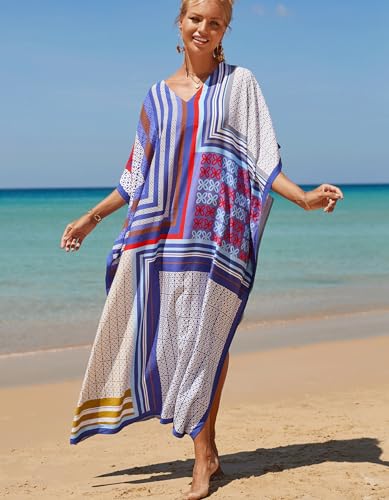 Image of NFVNKJ Women's Plus Size Beach Lounge Kaftan Maxi Dress Swimsuit Coverup for Women