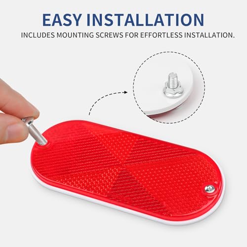 Image of 10 Pack Oval Reflectors Red Self Adhesive Or Drill Mount Quick Mount for Driveway Fence Gate Posts Trailers Safety Reflectors Automobiles Boats Mailboxes Reflector