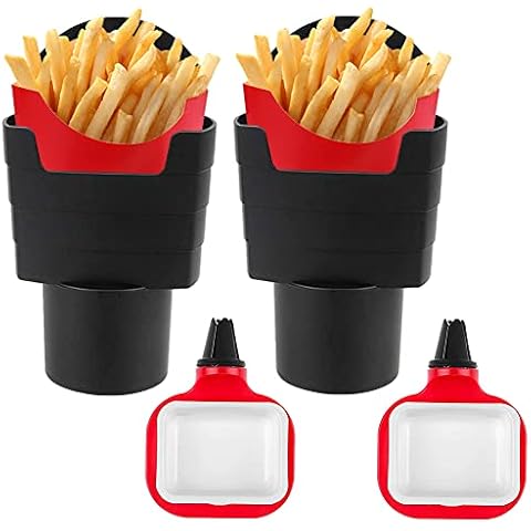 Dip Clip In-Car Sauce Holder and Car Fries Holder, 4Pcs Car Accessories Interior Mini Car Accessories, Car Cup Holders for Hot Drinks, Dip Clip Cups Gift for Sauce Lovers (Black) Cover