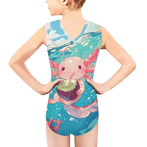 Image of Girls Swimsuits Size 3-14 Kids Summer Sleeveless One Piece Bathing Suit Beach V-Neck