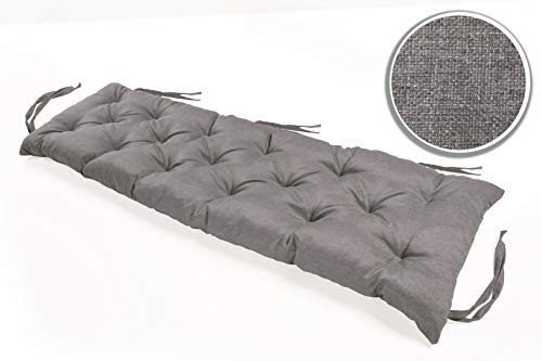 sunnypillow Bankauflage Outdoor - Bankkissen für Bank 170 x 60 cm - Sitzkissen für Hollywoodschaukel - Polsterauflage, Auflage für Gartenbank - Gartenkissen, Stuhlkissen für Gartenmöbel Grau