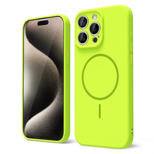 Coque iPhone 15 Pro Max MagSafe magnétique fine en caoutchouc fluorescent