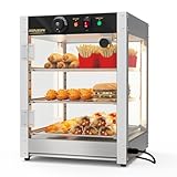 Bonnlo Commercial Food Warmer Display with Tri-Colors and Adjustable Shelf, 3-Tier Electric Countertop Warmers for Hamburger, Chicken, Bread, Pizza Warmer in Restaurant, Cafe, Store 800W 86℉-185℉