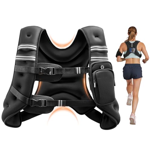 Image of VEVOR Weighted Vest, 12 /16 /20 /30 lbs Weight Vest with Reflective Stripe, Adjustable Buckle Body Weight Vest, Workout Equipment for Strength Training, Running, Jogging, Fitness, and Weight Loss