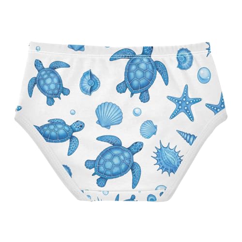 Girls' Underwear, Blue Sea Turtles Toddler Girl Panties, Girls' Cotton Brief Underwear, 2T–8 Years2