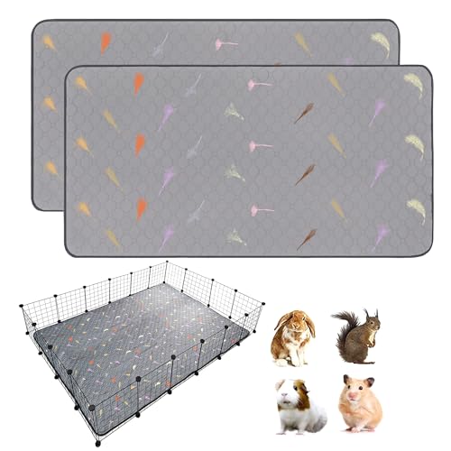 LWYMX 2Pcs Guinea Pig Cage Liners,Guinea Pig Fleece Cage Liners48''X72'' Super Absorbent Washable Pee Pads Reusable for Rabbit Hamster Chinchilla