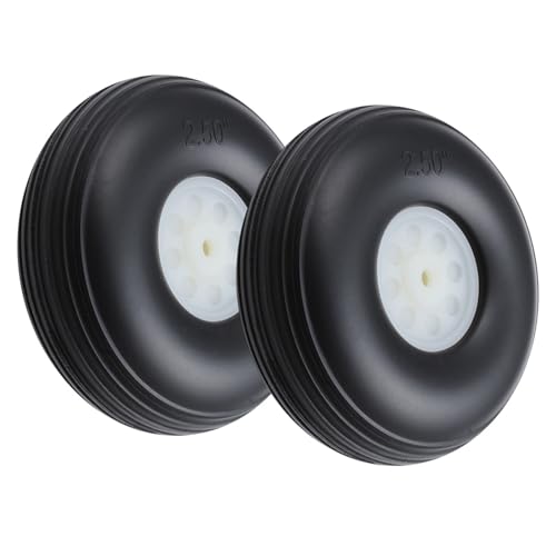 HobbyPark RC Airplane Wheels and Tires PU with Plastic Hub (2-Pack) (2.5'/Φ63mm)