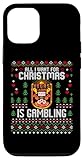 Carcasa para iPhone 12/12 Pro Suéter navideño Feo navideño de póker, Casino y apuestas de Las Vegas