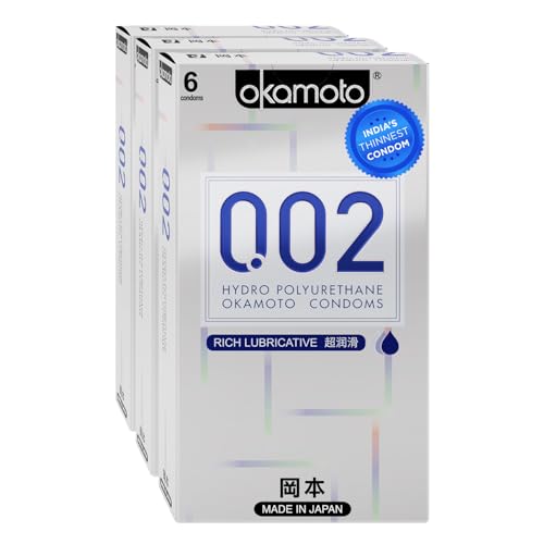 Image of Okamoto 0.02 - Japan's Best | Thinnest Condom In India | 1st Time in India - Non Latex PU Condom | Super Thin | Super Strong | Imported from Japan | 0.02 mm Ultra Thin (Pack of 3, 18s)