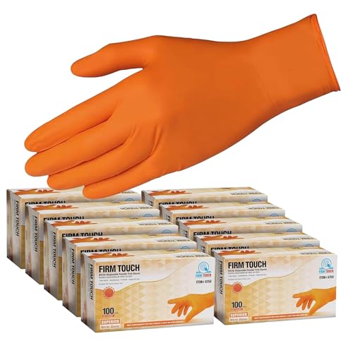 Glove Station Disposable Nitrile Gloves - 10 boxes, 100 count/box, Non-Latex Gloves for Kitchen, Cleaning, and Cooking - Textured for Better Grip 5MM-L-Orange, 1000 count