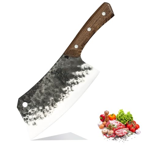 DENGJIA Chef Knife 7.2 Inch Chinese Chef's Knife and Meat Cleaver with Rosewood Handle Kitchen Knife
