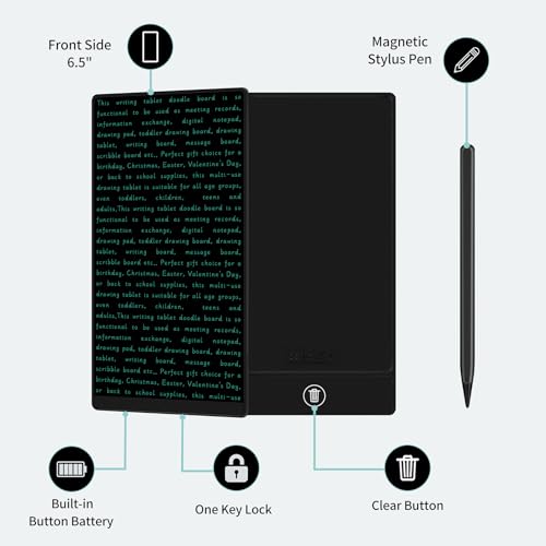 Image of LCD Writing Tablet for Adult: 6.5 Inch Mini Full Screen Drawing Board Reusable Digital Notepad Portable Use for Office Study Teaching