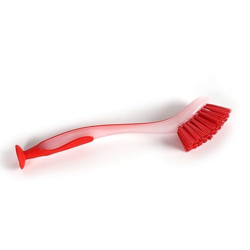 Brosse à vaisselle à ventouse pour pot d'évier de cuisine (rouge)