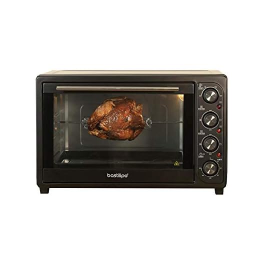 Bastilipo Nápoles Black, Horno de sobremesa de 45 litros, 2.000W, 4 Posiciones, convección y rustidor, Color Negro, 2000 W