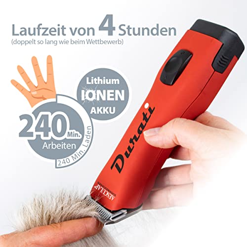 EHASO AESCULAP Profi Hundeschermaschine Set Durati Speed mit Scherk. + Hundenapf + Aufschiebekammset (Rot)