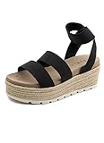 Obermaterial aus Stretchbast Esprit Damen E1als01 Keilsandale, schwarz, 40 EU