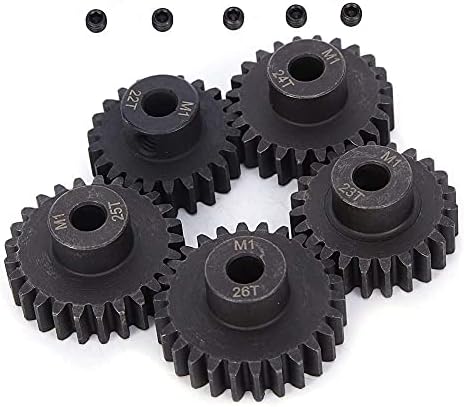 RC Gear – Lot De 5 Pignons M1 22T à 26T, Acier Chromé, Trou 5 Mm, Pour Moteur Sans Balais 1/8 RC
