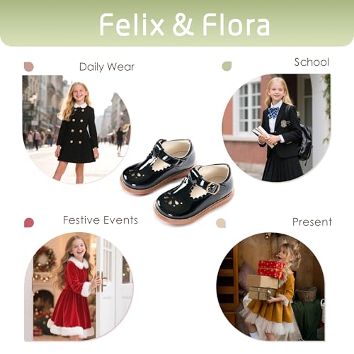 Image of Felix & Flora Toddler Little Girl Mary Jane Dress Shoes - Ballet Flats for Girl Party School Shoes