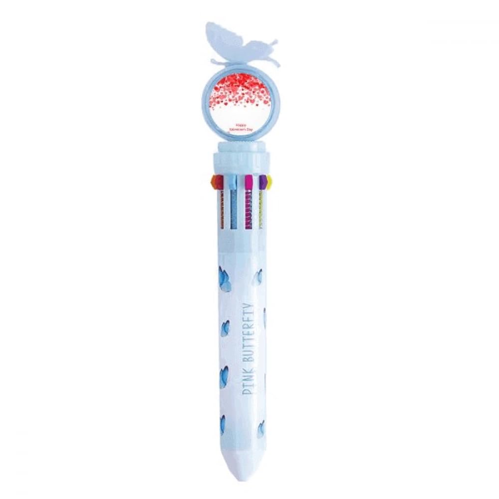 Stylo à bille rétractable multicolore fleurs et cœurs, écriture couleur Saint-Valentin