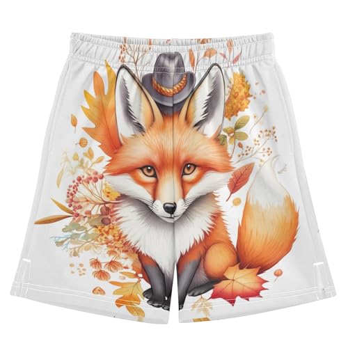 Fox Fall Pull-On Kids Shorts Elastic Waist Big Boys Vacation Shorts with Pockets XS