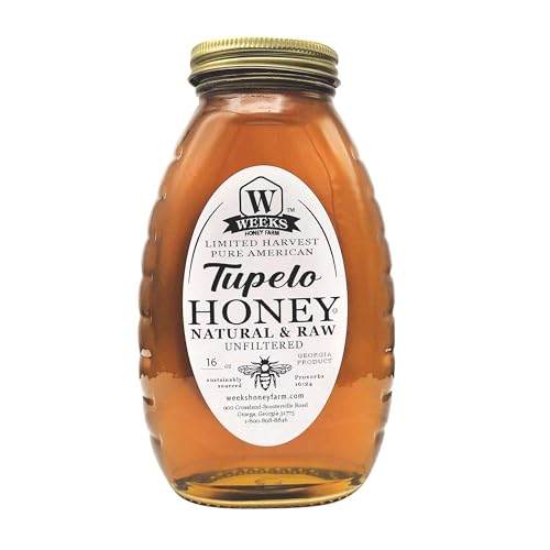 Weeks Pure Raw & Unfiltered Tupelo Honey is a Georgia Grown Buttery Delicacy in a 16 oz Glass Jar. Certified Kosher and Gluten Free.