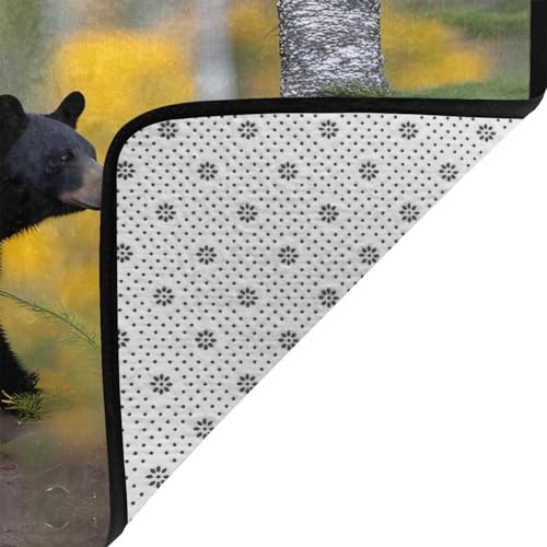 Tapis de sol flanelle grand format doux imprimé ours noir - 5
