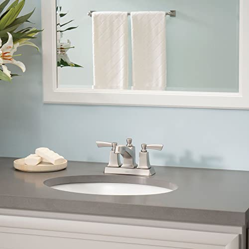 Moen Conway Spot Resist Brushed Nickel Two-Handle Low Arc Bathroom Faucet, Ws84922Srn #TOP4