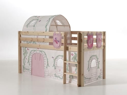 möbelando Spielbett >Pino< in Kiefer massiv Natur - 210x114x106 (BxHxT)