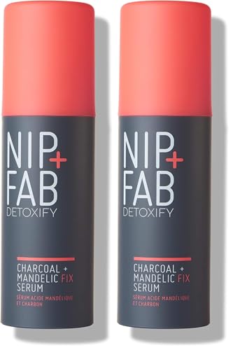 Image of Nip + Fab Charcoal and Mandelic Acid Fix Serum for Face with Activated Charcoal and Cocoa Butter Hydrating Moisturizing, 50ml (Pack of 2)