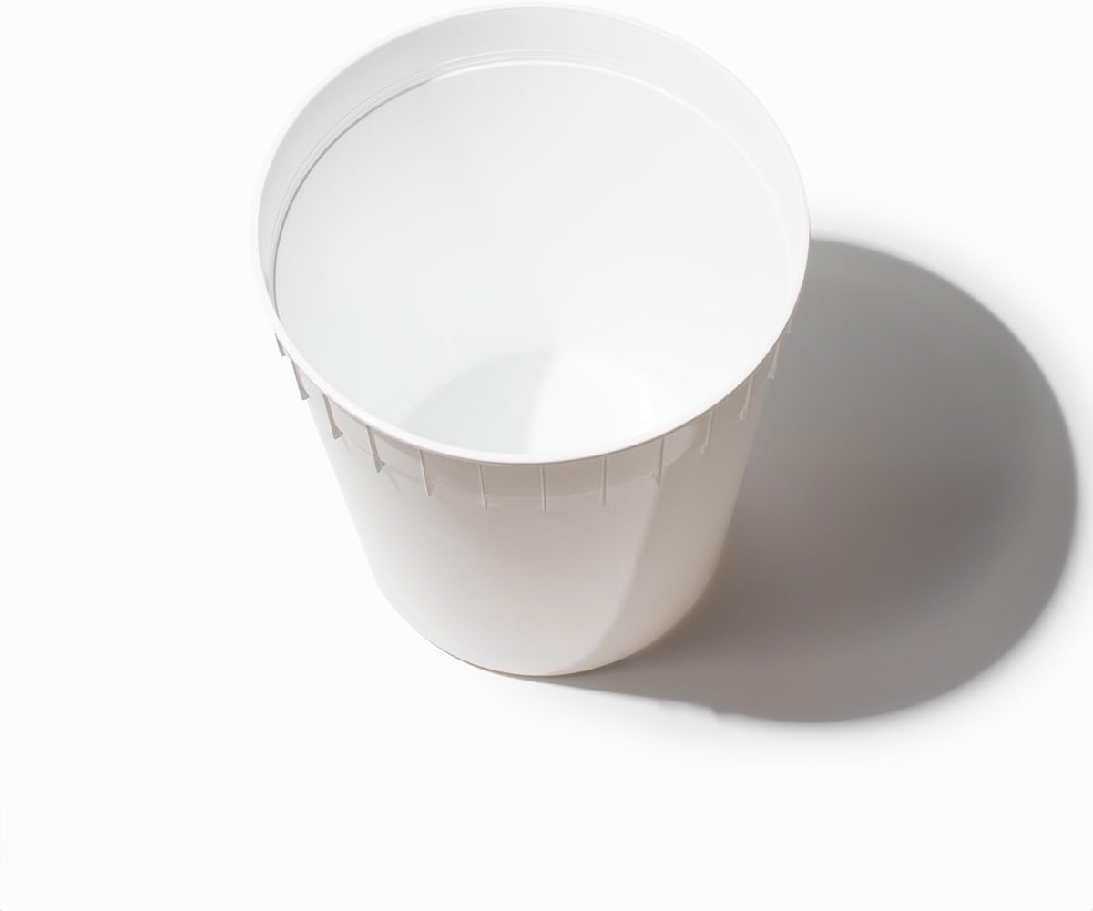 UNIQ 3-Count 3 Gallon (384 oz) Plastic Ice Cream Tubs White Color | Without Lid, Durable and Food Grade | Frozen Dessert Supplies
