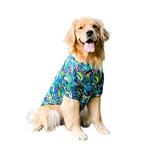 BT Bear Camisas hawaianas para perros, ropa de verano para perros, camisetas de algodón transpirable para perros medianos y grandes (3XL, azul oscuro)