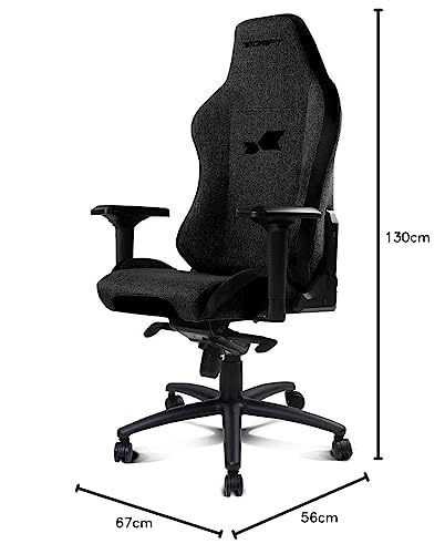 Chair -DR275NIGHT- Sedia da gioco professionale, materiale tessuto con finitura velluto, braccioli regolabili 4D, pistone classe 4, girevole, meccanismo a rana, nero/grigio - Sedia gaming - Immagine 2