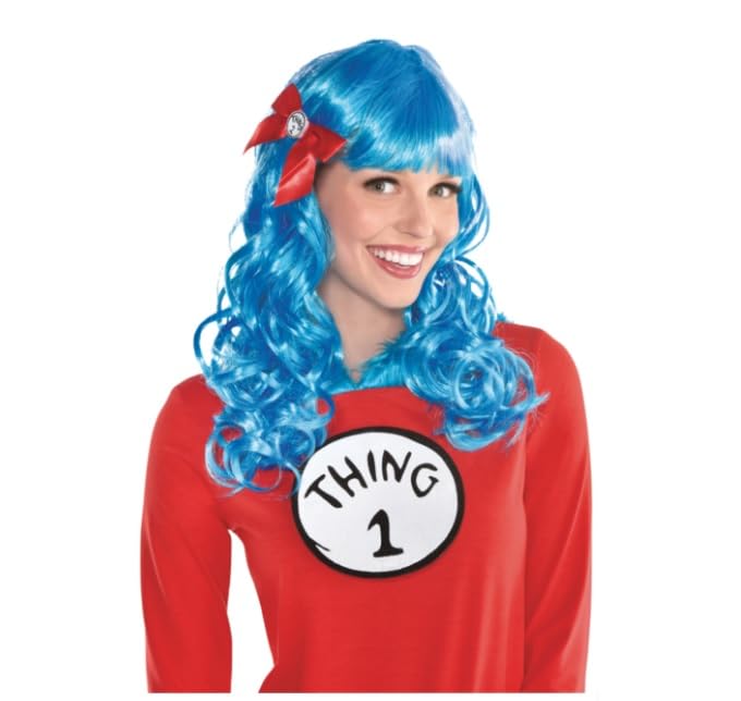 Krisah 23" Wavy Blue Long Hair Wig Accessories Artificial Hair for Cosplay/Photo Shop Party Props/Fun Hair for Dressing (Neon Blue)