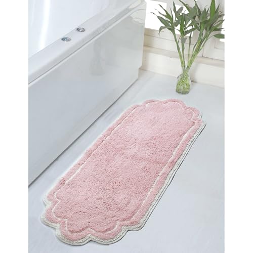 Home Weavers Allure Collection 100% Cotton Tufted Bathroom Rug, Soft and Absorbent Bath Rugs, Non-Slip Bath Carpet, Machine Wash Dry Bath Mats for Bathroom Floor, 21"x54" Runner, Pink