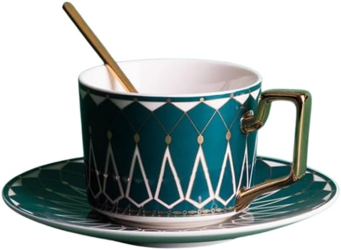 コーヒー ドリンク カップ セラミック ラテ カップ ドリンク マグカップ とソーサーセットティーカップ ミルク カプチーノ(02)