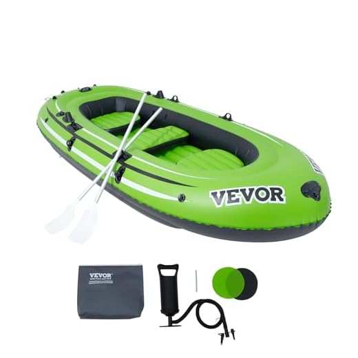 VEVOR Inflatable Boat, 5-Person Inflatable Fishing Boat, Strong PVC Portable Boat Raft Kayak, 45.6" Aluminum Oars, Fishing Rod Holders, and 2 Seats, 1100 lb Capacity for Adults, Kids