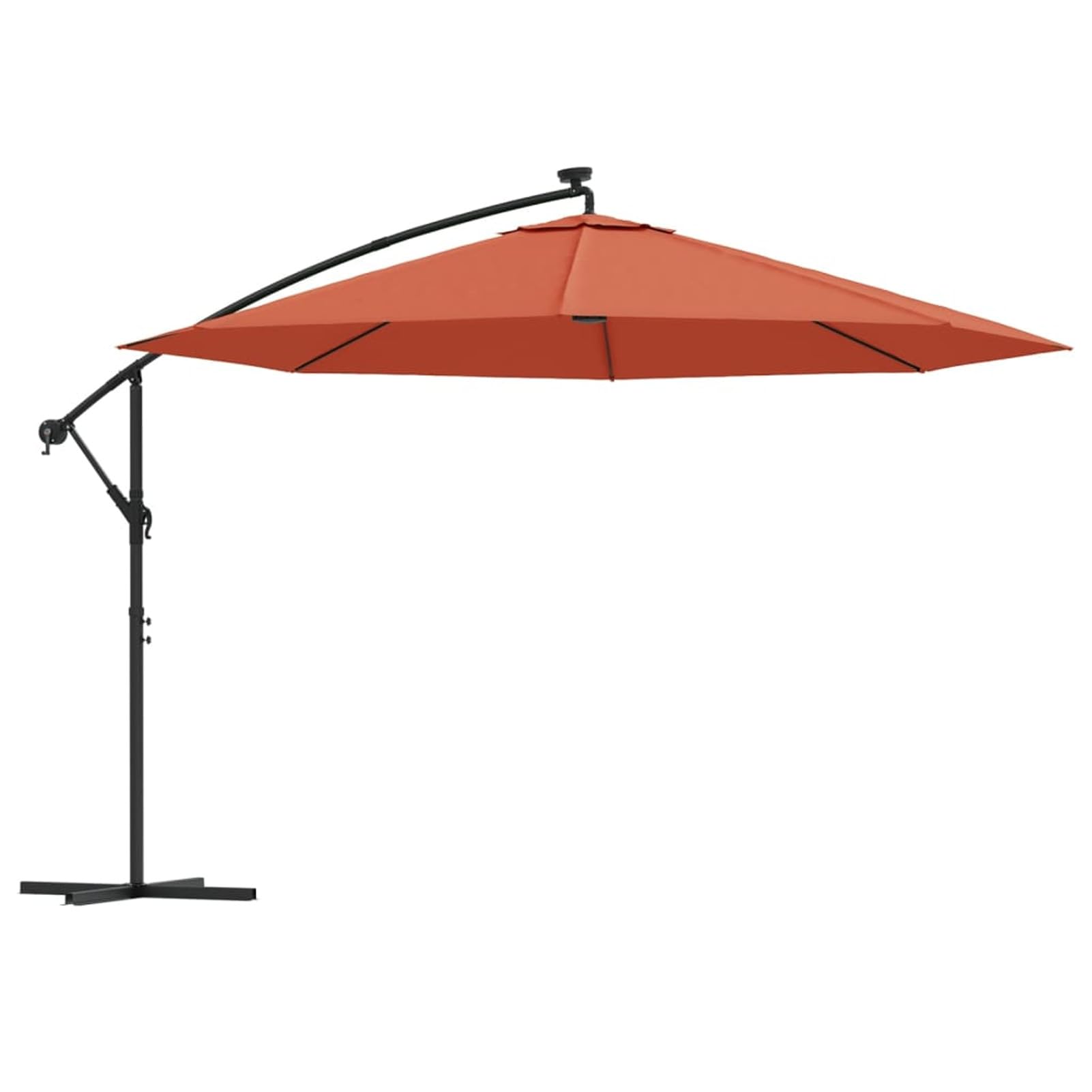 Homgoday Sombrilla de jardín voladiza con Luces LED Terracota 350 cm Sombrilla Terraza Exterior, Sombrilla Jardín Grande Orientable Jardín Parasol Balcón