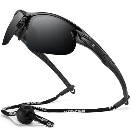 Image of BIRCEN Mens Polarized Sunglasses for Sports: TR90 Lightweight Sun Glasses Wrap Around Shades for Fishing Driving Cycling