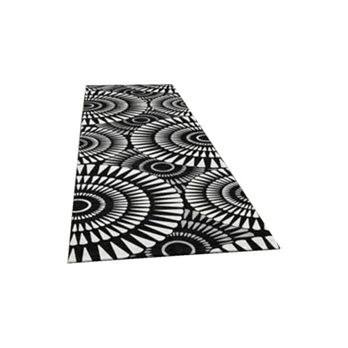 Image of SAGON 2x5 Ft Printed Runner Carpet - Cotton Bedside Rug for Bedroom & Living Room (Black Circul)
