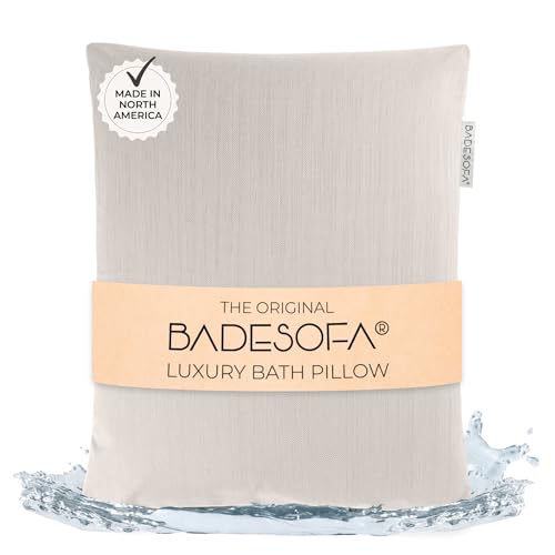 BADESOFA® Luxury Bath Pillow S - Ultra Comfortable & Quick-Drying Bath Back Pillow - Washable Full Body Bath Pillow for Bathtub - Therapeutic Head and Neck Support - Luxury Spa Cushion in Ivory Pearl