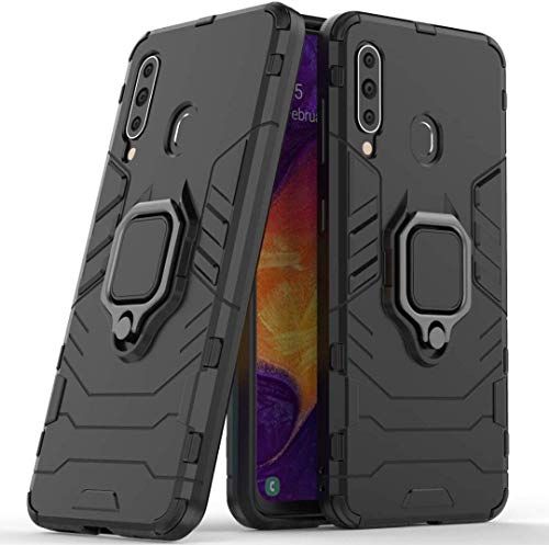 Image of SPAZY CASE Silicone Samsung Galaxy A20S Dual Layer Armor Defender Anti-Fall Shockproof and Sturdy Hybrid Protective Shell with Bracket Function, Suitable for Samsung Galaxy A20S, Back Cover, Black