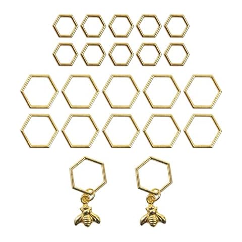 Portable Ring Stitch Markers Durable DIY Golden Bee Shape Ring Marker Knitting Stitch Marker Woven Marker Buckle for Sweater Knitting Tools Cover