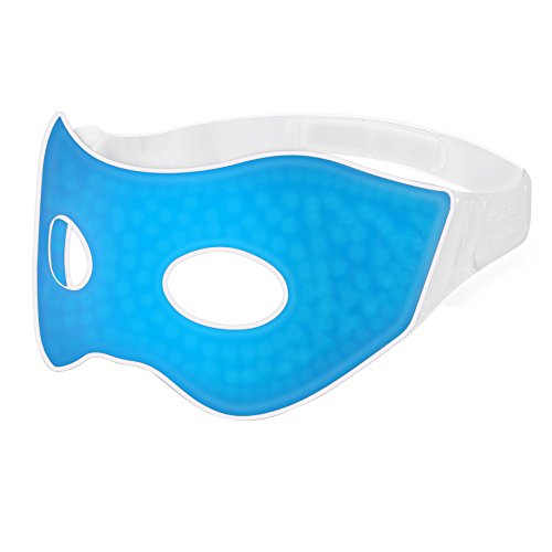 Plemo Spa Eye Mask, Ultra-Soft Silk Gel Beads Cool & Warm Therapy for Puffy Eyes & Dark Circles, Adjustable Hook and Loop Closure, Sky Blue