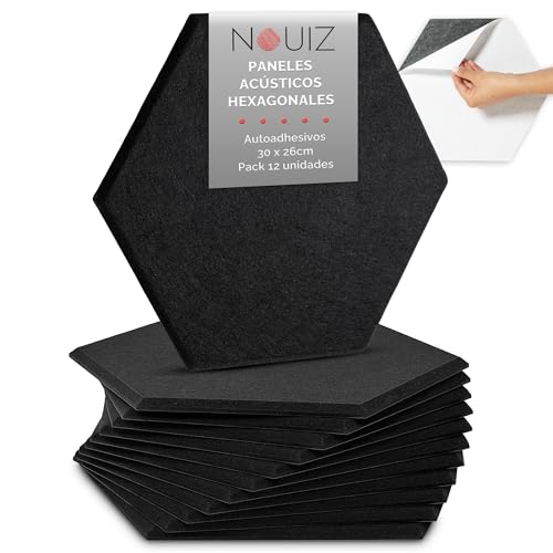 NOUIZ Paneles Acústicos Hexagonales 30x26cm