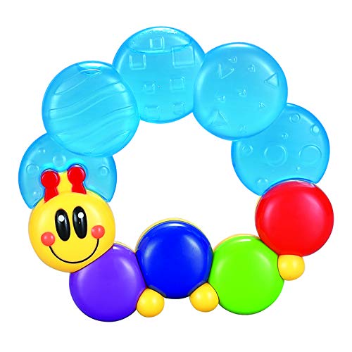 HOLA Baby Water Teether & Rattle BPA-Free Water-Filled Cooling Teething Toy for Babies 6+ Months Easy-Grip Caterpillar Design Gum Soothing Relief Unisex Infant Toy