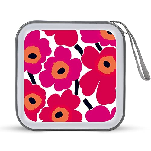 花柄 CDケース プラケース スリム BD DVDケース 大容量 40枚収納 ディスク収納ケース 小型 持ち運び便利 可愛い 男女兼用 旅行 自宅用 セミハード ファスナー付