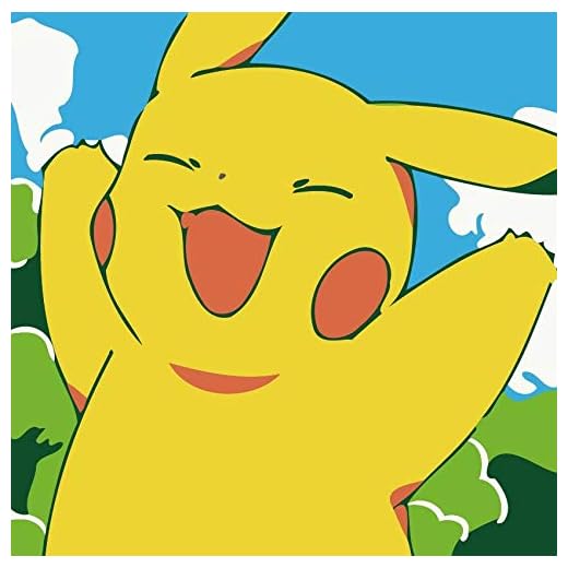 WLHZNBH måla efter siffror söt Pikachu min granne Totoro-bild-nybörjare-ritning genom siffror skåra vuxna GDS oljemålning 40 x 50 cm (B) ramlös