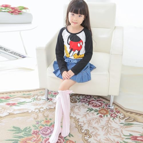 Image of TecoKart 3 Pairs Stockings for Girls, Cotton Knee Length Socks for Baby Girl, Adorable Double Bow Long Socks for Kids Girl- Perfect for Dresses, Uniforms and Casual Wear
