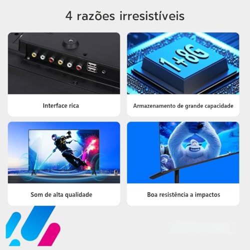 Smart TV 32 Polegadas HD Android 14,Premium 2x10W, Processador Quad-Core, 2 HDMI, 2 USB, Wi-Fi, Eficiência Energética