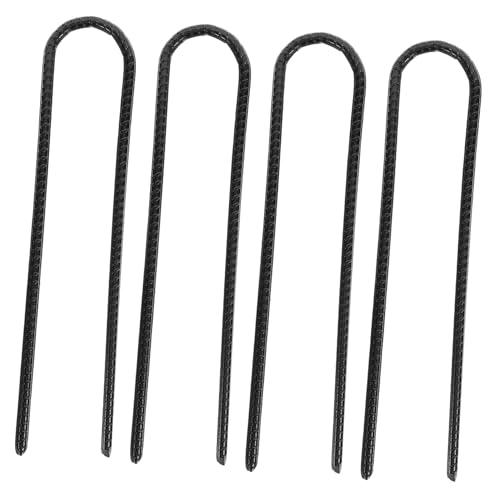 SUPVOX 4pcs Heavy Duty Shaped Ground Stakes Steel Landscape Anchors for Tents Trampolines Fences and Outdoor Equipment Weatherproof and Easy to Install